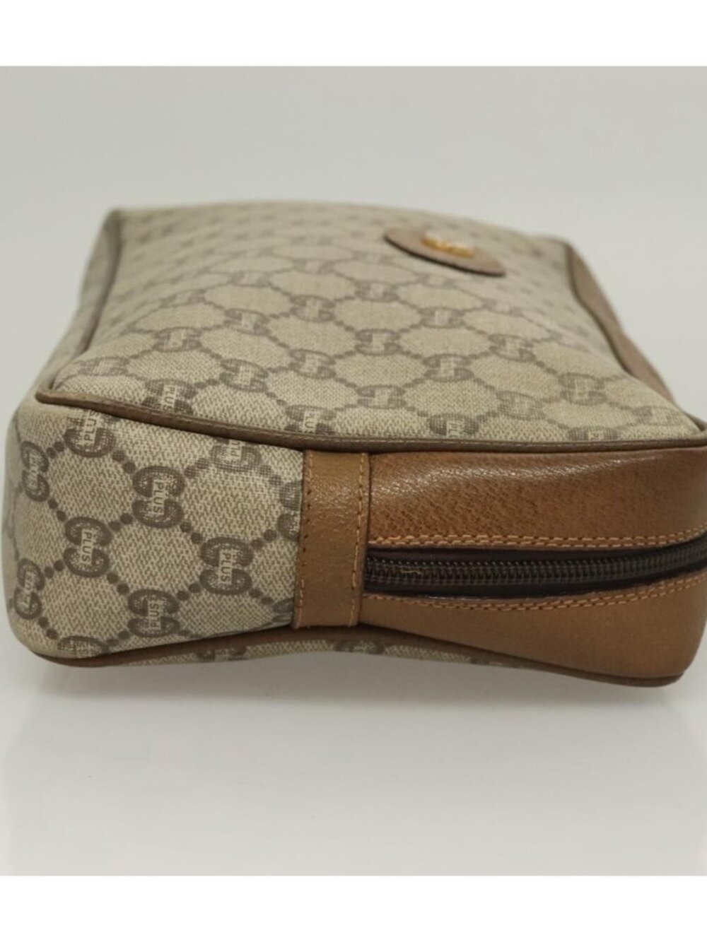 GUCCI GG Plus Supreme Clutch Bag PVC Beige Gold - Picture 3 of 16